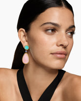 DY Elements® Statement Drop Earrings in 18K Yellow Gold with Pink Opal, Amazonite and Tanzanite, 56mm